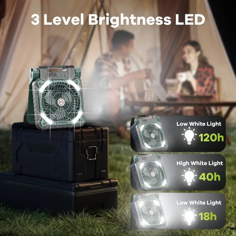 Revaudo™ Portable Outdoor Solar Fan with USB Recharge and LED Light - New Star Living