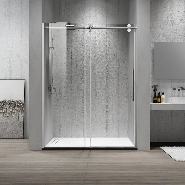 Massa Single Sliding Frameless Shower Door in Brushed Gold